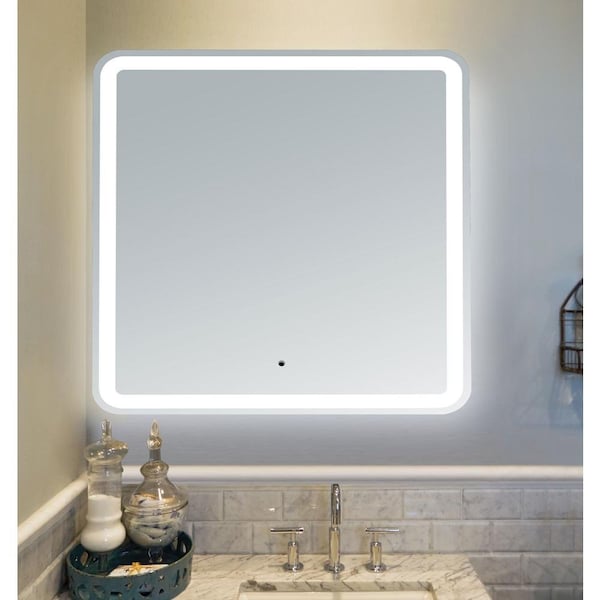 Hermes 40 In. W X 40 In. H Square Round Corner LED Mirror With Touchless Control